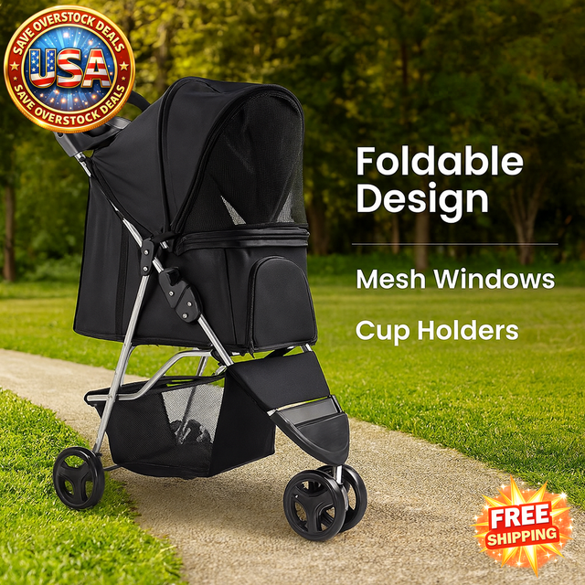 Foldable Pet Stroller for Small to Medium Dogs and Cats