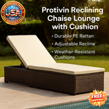 Protivin Reclining Chaise Lounge with Cushion for Outdoor Use