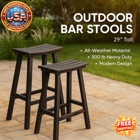 Set of 2 Weather Resistant Outdoor Bar Stools 29"