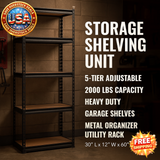 Heavy Duty Storage Shelving Unit, 5-Tier, 2000 lbs Capacity