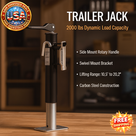 Heavy Duty Trailer Jack with 2000 lbs Capacity and 10" Lift