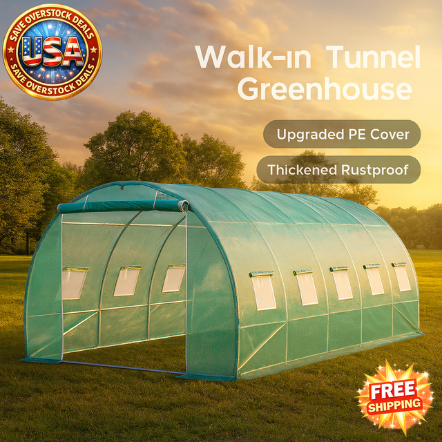 Portable Walk-in Tunnel Greenhouse with Galvanized Hoops