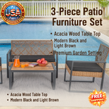 4-Piece Patio Furniture Set with Acacia Wood Table Top