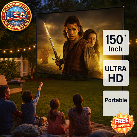 150" Portable Projector Screen with Stand for Outdoor Use