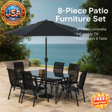 8-Piece Patio Furniture Set with Umbrella for Outdoor Dining