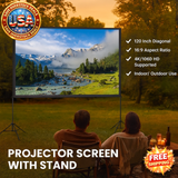120" Outdoor Projector Screen with Stand for Home Theater