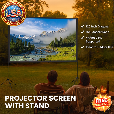 120" Outdoor Projector Screen with Stand for Home Theater