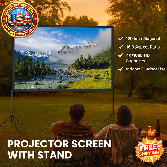 120" Outdoor Projector Screen with Stand for Home Theater