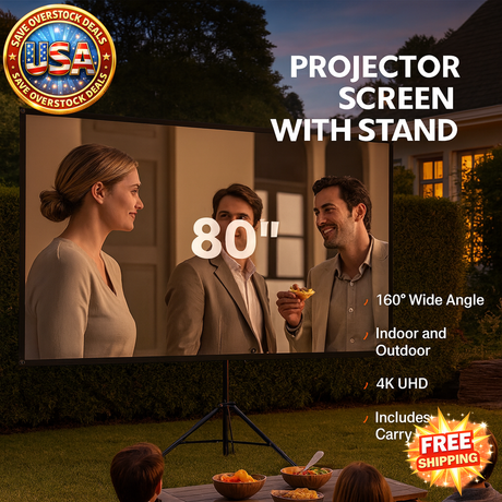 80 Inch Projector Screen with Stand for Home and Office