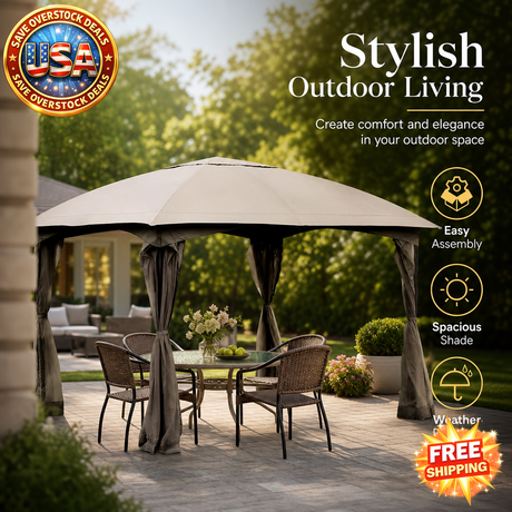 Fully Enclosed Outdoor Gazebo 11.5x11.5 Feet with Walls