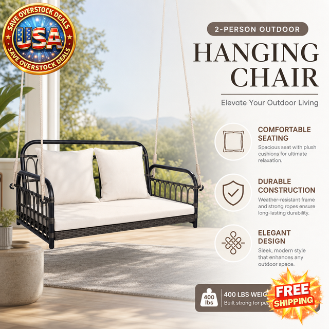 2-Person Outdoor Hanging Chair with Ropes for Relaxation