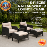 Rattan Wicker Outdoor Lounge Chair Set with Cushions