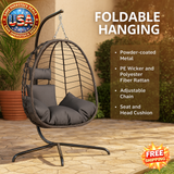 Foldable Hanging Egg Chair with Stand for Indoor Outdoor Use