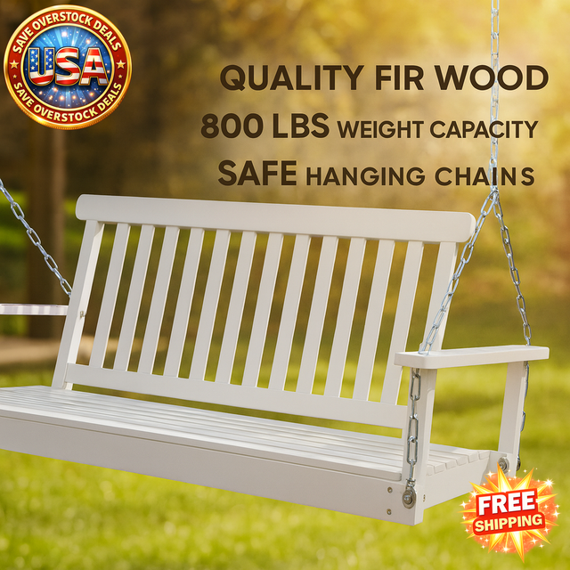 Wood Porch Swing with Armrests - 800 lbs Capacity