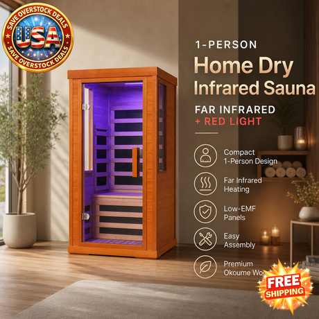 Home Dry Infrared Sauna for 1 Person with Red Light
