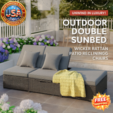 Outdoor Double Sunbed with Adjustable Backrest for 2