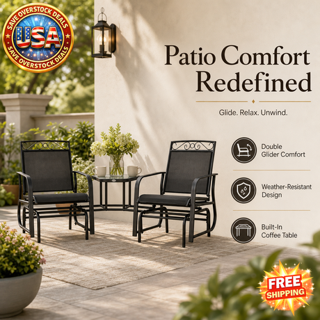 Outdoor Glider Chairs with Table for Patio and Garden