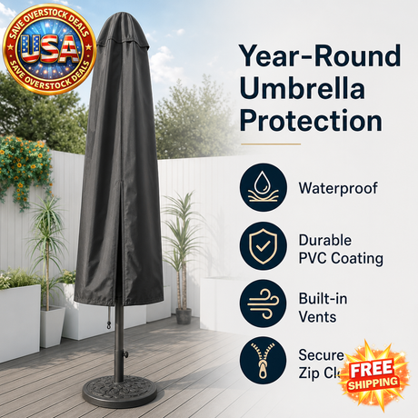 Patio Umbrella Cover - Waterproof, Durable with Vents