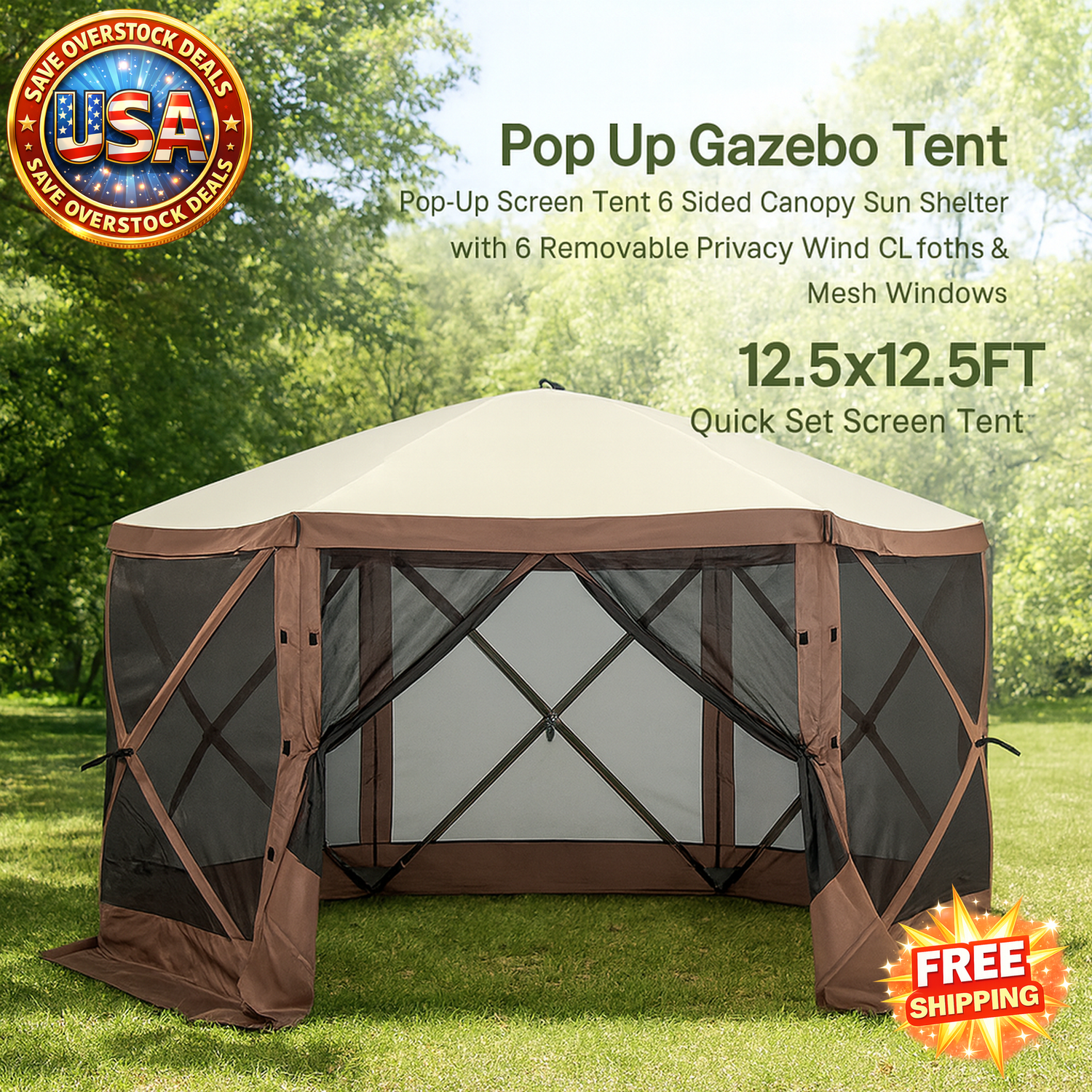 Pop Up Gazebo Tent with Removable Privacy Wind Cloths