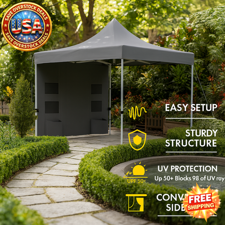 Gray Pop Up Canopy Tent with UV Protection and Stability