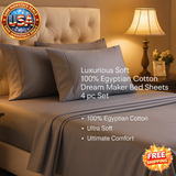 Luxurious 100% Egyptian Cotton Bed Sheets 4 pc Set