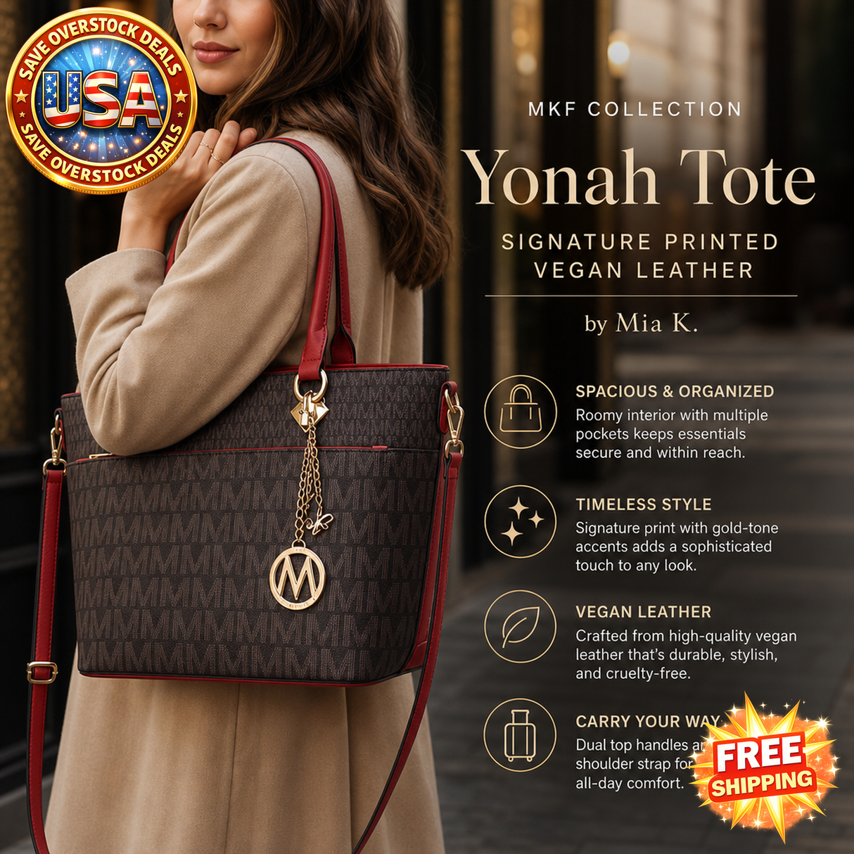 MKF Yonah Tote Vegan Leather Bag by Mia K