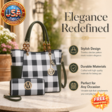 MKF Collection Bonita Checker Tote Handbag & Wallet Set