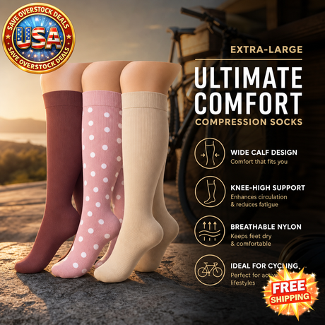 Extra-Large Nylon Compression Socks for Cycling Support