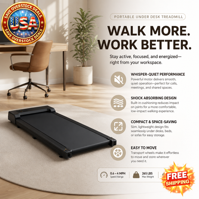 2.5HP Under Desk Treadmill with Remote Control & LED Display