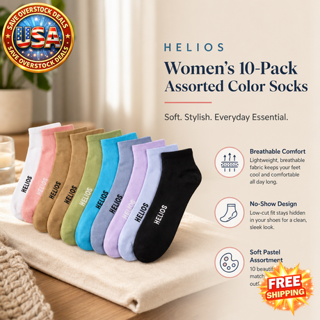 Helios Women's No Show Socks - 10-Pack Assorted Colors