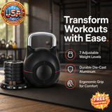 Adjustable Kettlebell with 7 Weight Levels for Training
