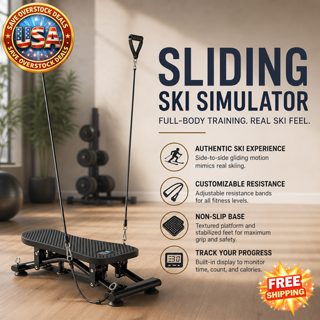 Sliding Ski Simulator with Resistance Bands for Home Gym