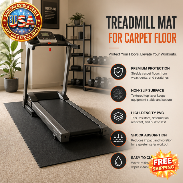 Treadmill Mat for Carpet, Waterproof Non-Slip Floor Protector