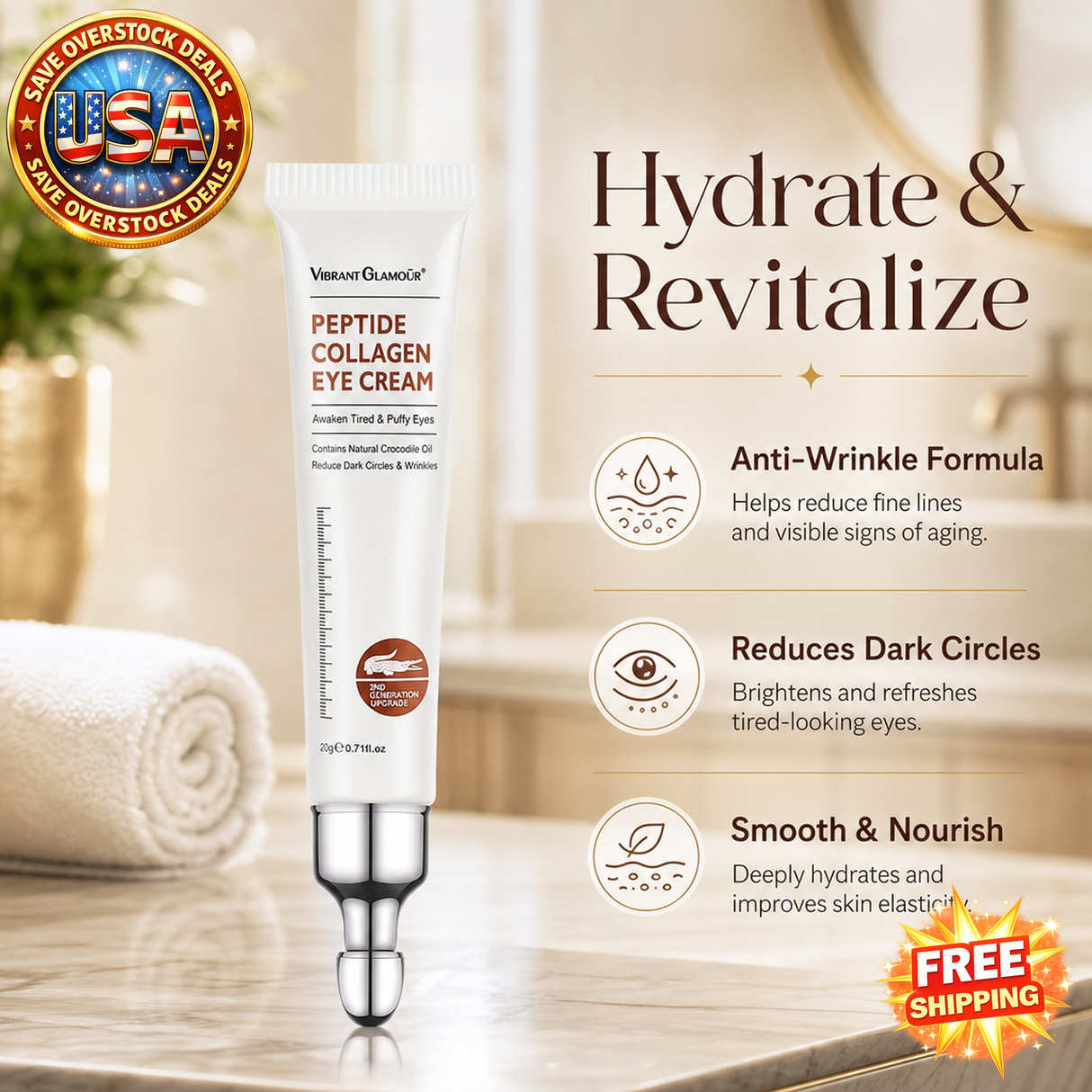 Peptide Collagen Eye Cream for Dark Circles & Puffiness