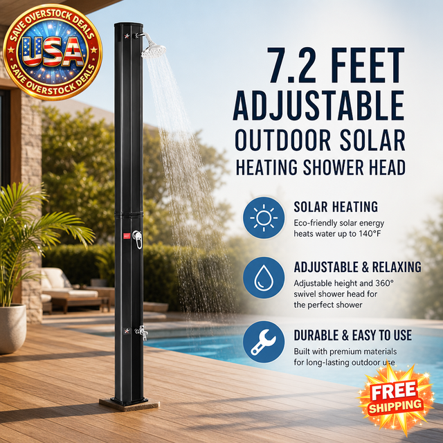Adjustable Outdoor Solar Heating Shower Head - 7.2 Feet