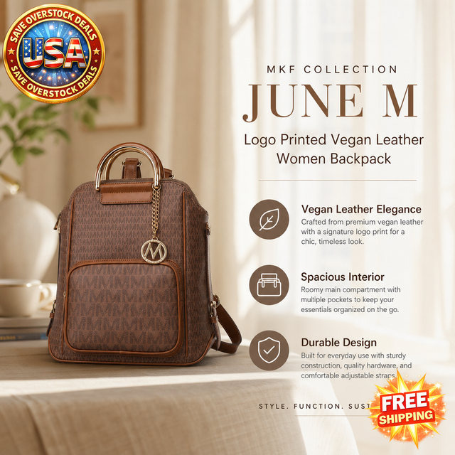 Vegan Leather Women Backpack - MKF Collection June M Logo
