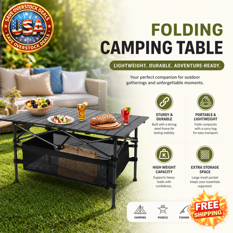 Folding Camping Table Portable Aluminum Roll-up BBQ Desk