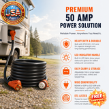 30 Feet RV Power Cord, 50 Amp Heavy Duty with LED Indicator
