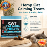 Hemp Cat Calming Treats for Stress Relief - 135 Soft Chews