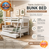 Twin over Full Bunk Bed with Trundle and Safety Guardrail