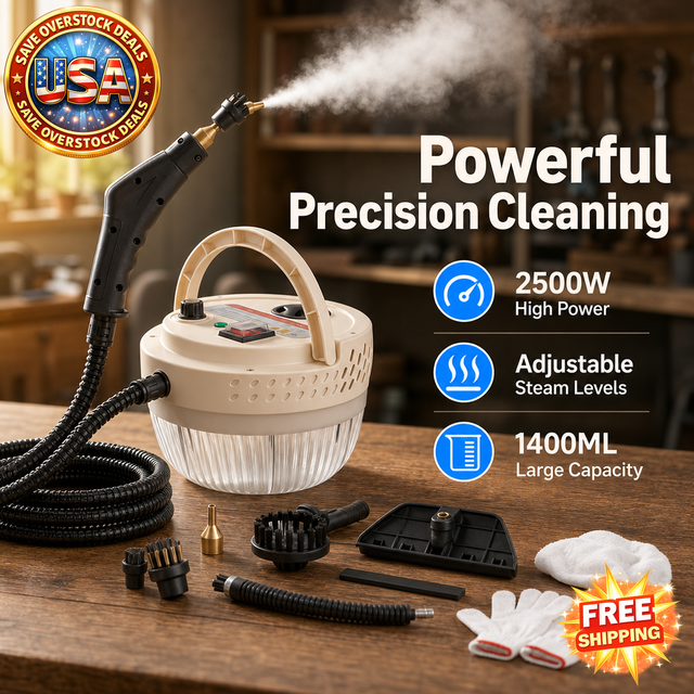 2500W Handheld Steamer Cleaner with 1400ML Tank & 9 Accessories