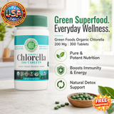 Organic Chlorella Tablets - 200 Mg - 300 Count