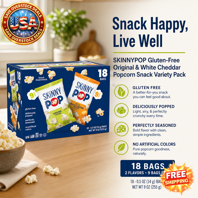 SkinnyPop Gluten-Free Popcorn Variety Pack, 18 Count