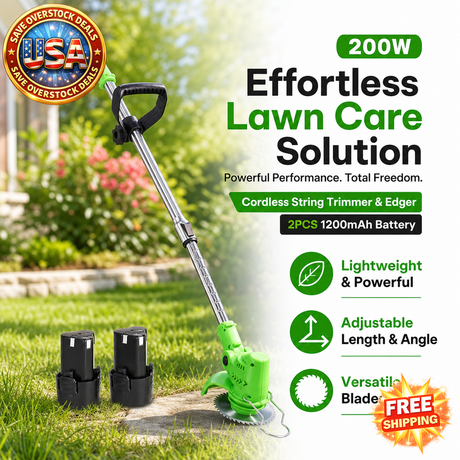 200W Cordless String Trimmer & Edger with Adjustable Length
