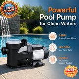 1.5HP Above Ground Pool Pump with 122 GPM Max Flow Rate