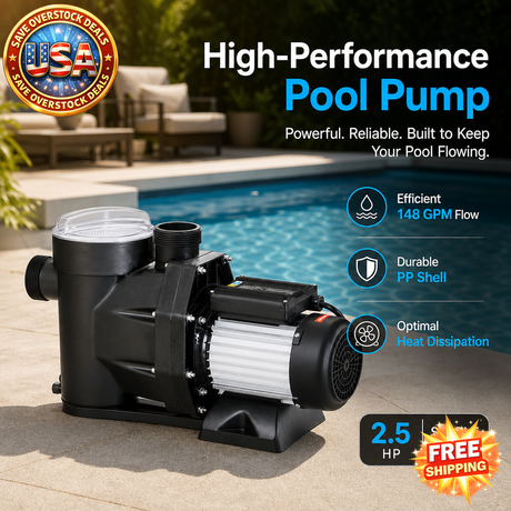 2.5 HP Above Ground Pool Pump with 148 GPM Max Flow Rate