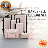 Hardshell Luggage Set 6 Piece with Spinner Wheels and Lock