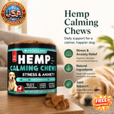 Hemp Calming Chews for Dogs with Turmeric and Valerian, 120 Treats
