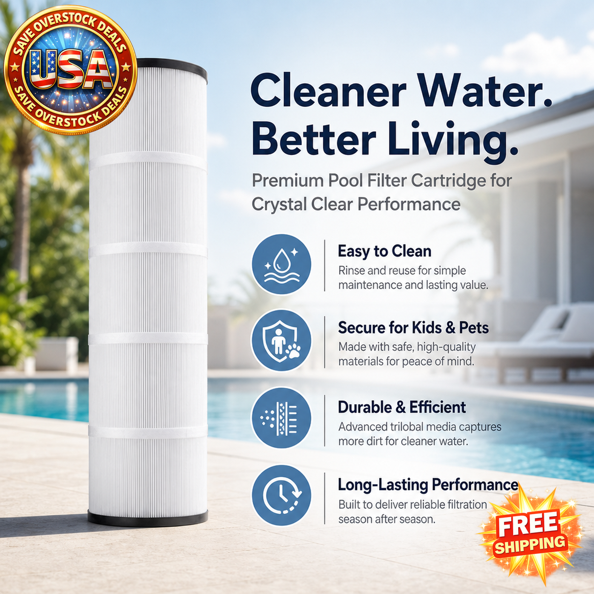Pool Filter Cartridge Replacement for Pentair CCP420, 4x 105 Sq. Ft