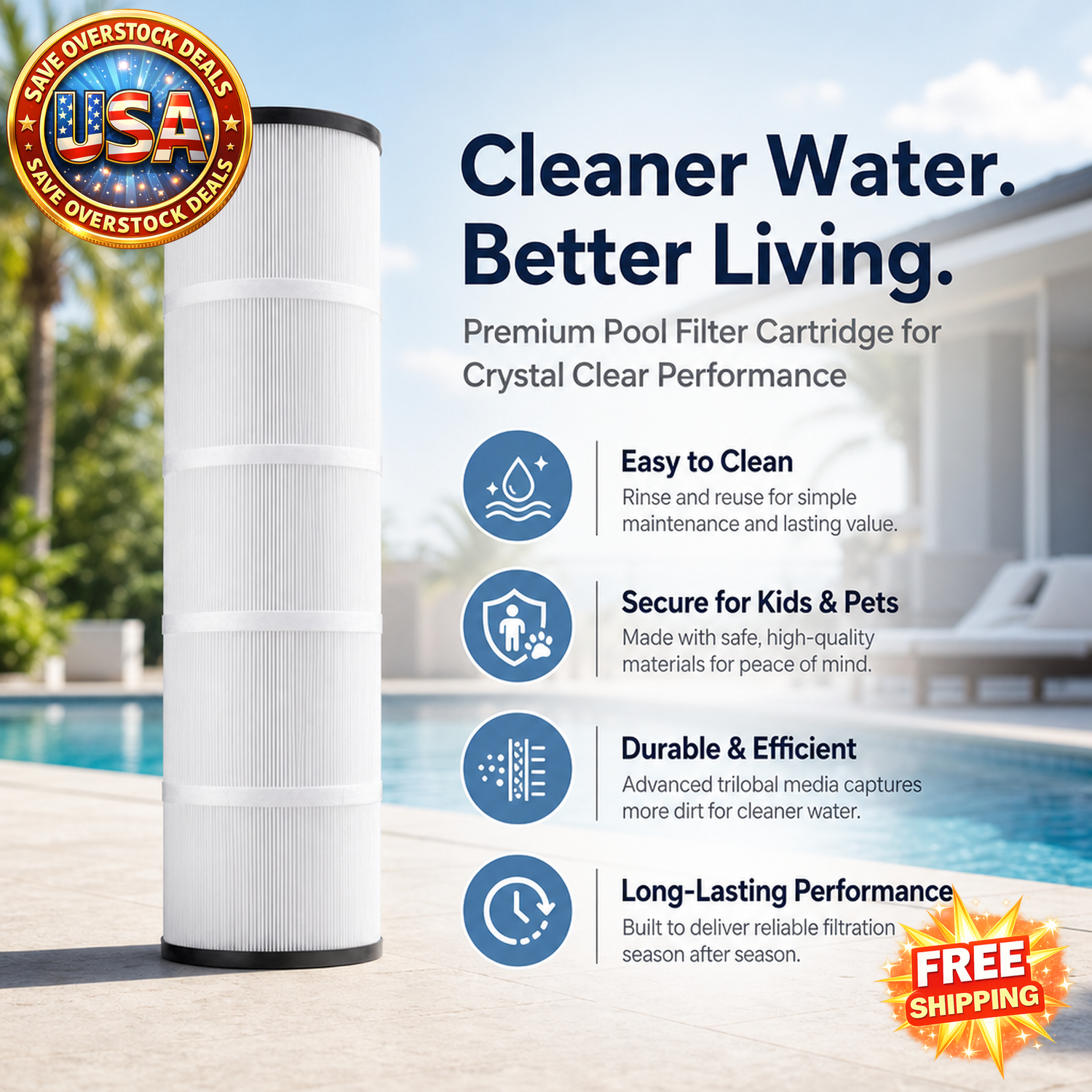 Pool Filter Cartridge Replacement for Pentair CCP420, 4x 105 Sq. Ft